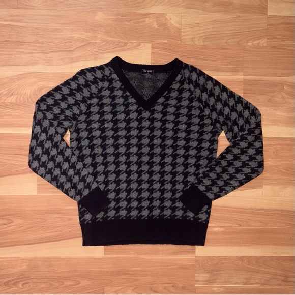 Todd Snyder $348 Merino Wool Houndstooth V-Neck Sweater in Navy Size XS - Picture 14 of 15